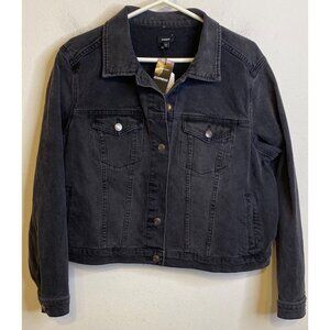 NEW EXPRESS Black Denim Jacket Coat Size XXL  Button  Pockets Classic Fit